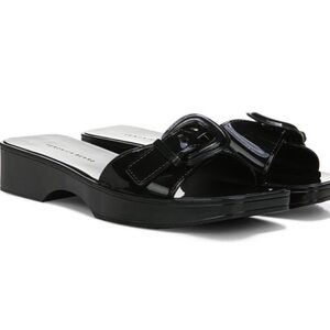Veronica Beard Glossy Black Slide Sandals